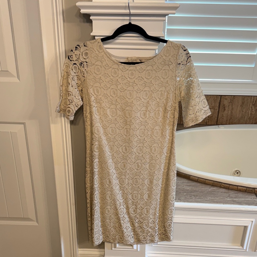 Banana Republic Lace Mini Dress in Cream